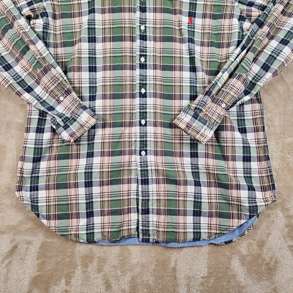Ralph Lauren Button-Down Shirt Green Blue Paid Classic Fit Men's Size XLT Tall - Picture 4 of 10
